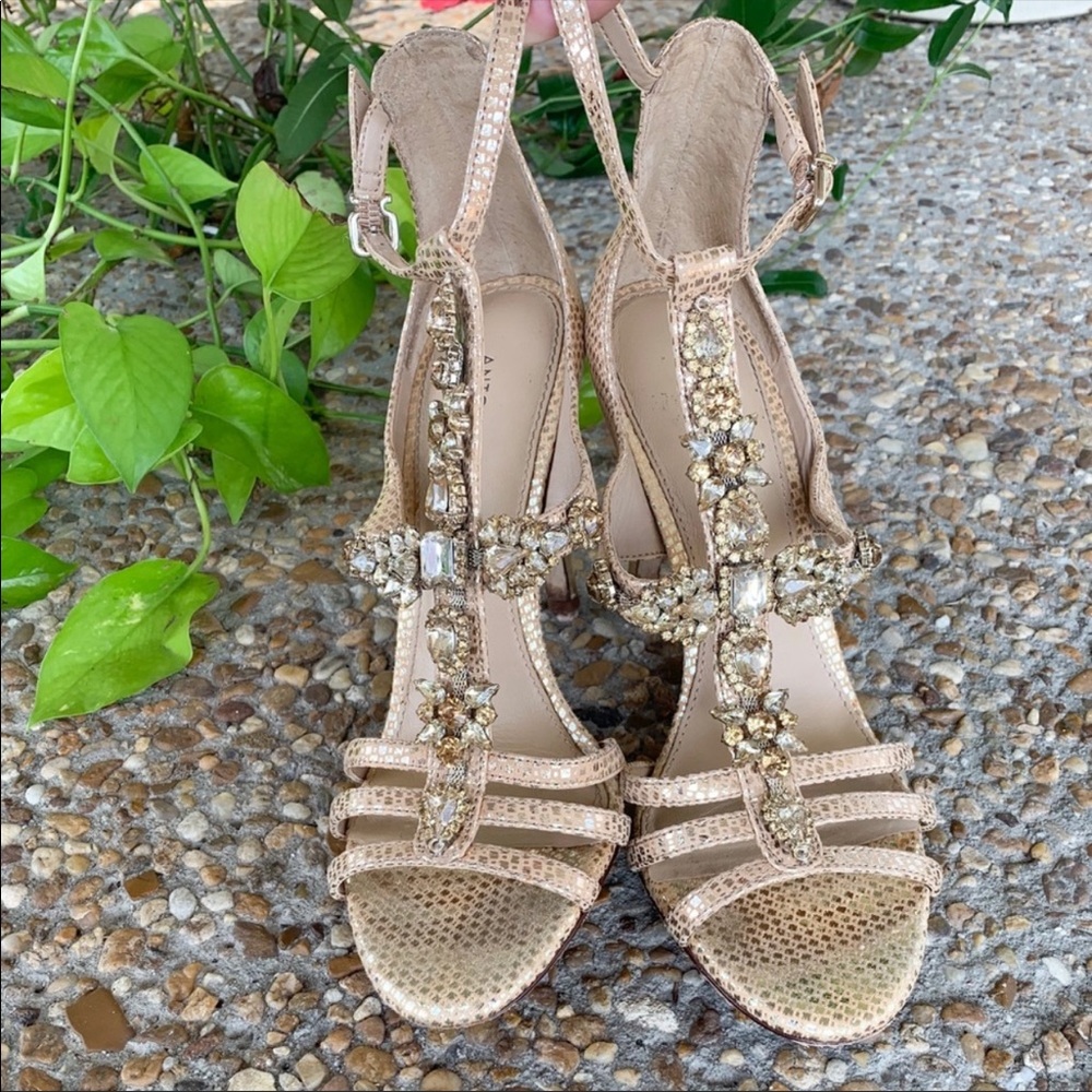 Antonio Melani Gold Jewel Rhinestone Wedding Heels